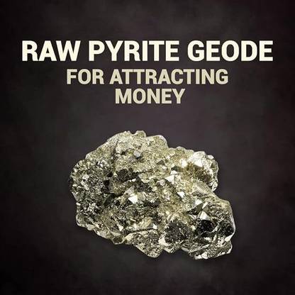 VIBESLE Raw Pyrite Geode For Attracting Money | Efficient in Money & Abundance Decorative Showpiece  -  10 cm