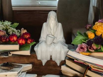 ZATOMIC Sitting Ghost Statue For Bookshelf Decor Desk Table Decorative Showpiece  -  4.5 cm