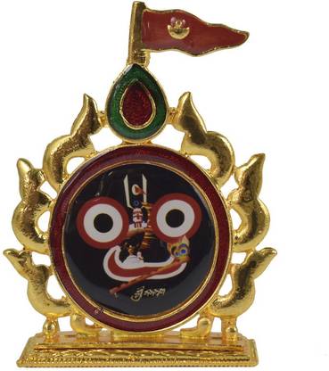 Real Craft Lord Jagannath Idol face for Car Dashboard / Office Desk / Home Temple Decorative Showpiece  -  7 cm