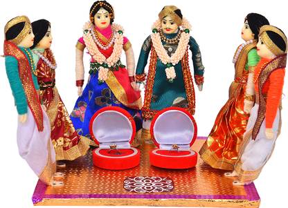 Pujayami PUJAYAMI Engagement Ring Platter Doll set Decorative Showpiece  -  21 cm