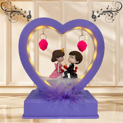 BLISSFUL Light Heart Musical Love Couple, Gift for Valentine's Day, Wedding New Year Xmas Decorative Showpiece  -  18 cm