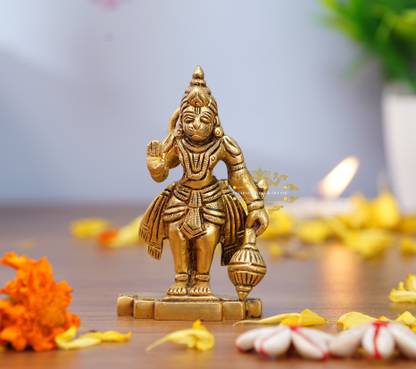 DHARMA HOME & DÉCOR Hanuman Ji in Standing Blessing Position with Gada Decorative Showpiece  -  8.39 cm