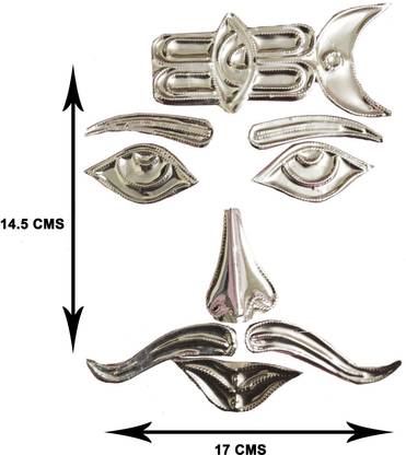Real Seed Silver Shiv Shringar for 12-20 Inches Stone/Sphatik Shivling, Chart Size 15x21CM Decorative Showpiece  -  21 cm