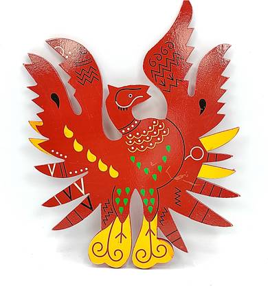 Plus Value Wooden Feng Shui Red Phoenix Bird for Name, Fame, Reputation & Recognition on South Wall of Home or Office - 4inch Decorative Showpiece  -  0.7 cm