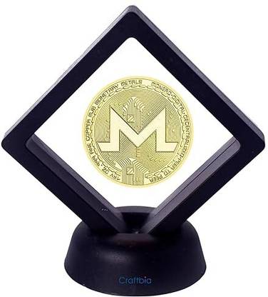 Craftbia Monero Coin with Display Item Case Decorative Showpiece  -  2 cm