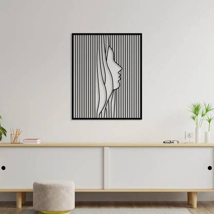 Craftsowl Girl Face Metal Wall Art Designs for Home and Table Decor Decorative Showpiece  -  45 cm
