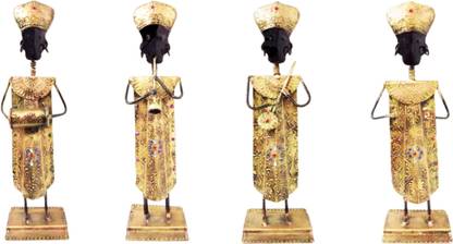 Vandana Collection Elegant Black Face Golden Body Tribal Musician For Home Office Restaurant Gift Decorative Showpiece  -  36.2 cm