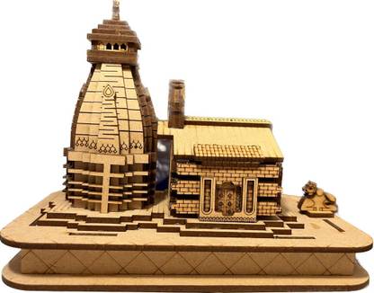 Crafty Kedarnath Mahadev mandir model 3D Design Wooden Decorative Showpiece  -  16 cm