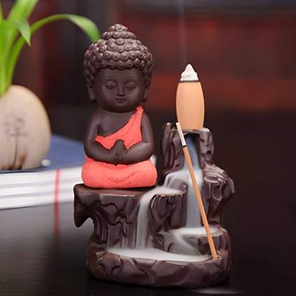 pawanputra creations Smoke Fog Fountain Buddha Backflow Incense Burner with 10 Smoke Decorative Showpiece  -  11 cm