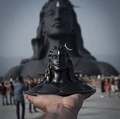 SBBCO Divine Edge Polyresin Adiyogi Shiv Ji Statue For Pooja Room & Car Dashboard Decorative Showpiece  -  11 cm