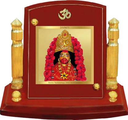 DIVINITI Tara Devi Photo Frame Car Dashboard Table Decor| MDF 1B P+ Decorative Showpiece  -  7 cm