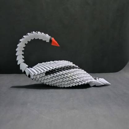 Tulsi Origami Elegant 3D Origami Black and White Swan – Handcrafted Decorative Showpiece  -  21 cm