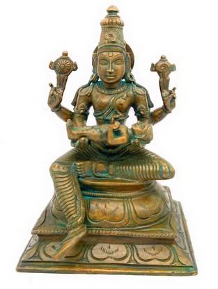 Bhunes Bronze Statue of Vishnu Holding Baby Brahma Narayan With Chid Idols Murti Silai Decorative Showpiece  -  24 cm