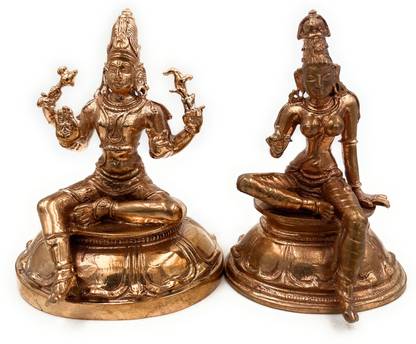 Brass Idols Bronze Shiv Parvati Idol, Uma Maheshwara Idol Umamaheshwaram Umamaheswara Statue Decorative Showpiece  -  10 cm