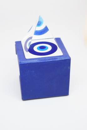 Astro Future Path Crystal Evil Eye Glass Pyramid for Protection Decorative Showpiece  -  5.5 cm