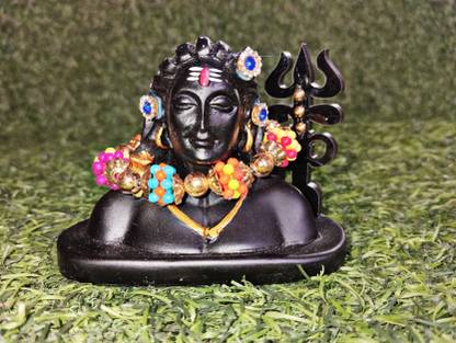 Jagmohan Enterprises Adiyogi statue with rudraksh multicolour mala for car and home temple Decorative Showpiece  -  12 cm