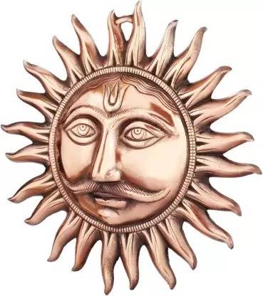 nagaana Vastu Wall Sun Surya Suraj Sharp Rays Handmade Copper 14 cm Decorative Showpiece  -  5 cm