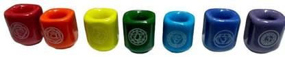 Shivalaya Gems Crystal Shivalaya Gems Crystal 7 Chakra Candle Holder Stand (Set of 7) Decorative Showpiece  -  3 cm