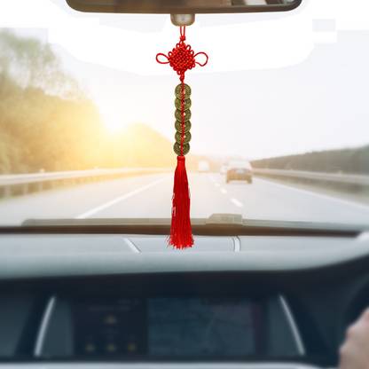 Shubhanjali Chinese Feng Shui Coin Hanging for Home Decor Items Car Wall Wealth Money Luck Decorative Showpiece  -  35 cm