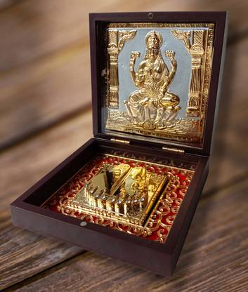 BRASS BLESSING Gold Plated Goddess LAKSHMI Mata Pocket Temple - Best Quality (2654) Decorative Showpiece  -  4 cm