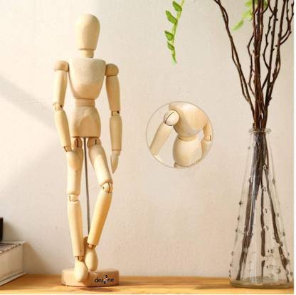 Prescent 20 cm Wooden Human Art Mannequin Manikins Figure Decorative Showpiece  -  20 cm