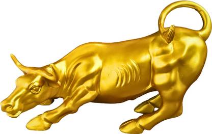 Cozzy Dera Golden Bull Statue,Charging Bull,Trading Bull,Stock market bull home,office Decorative Showpiece  -  28 cm