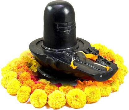 Best-Quality-Hub 2 INHC HEIGHT Black Marble Shivling shivalingam for Home Pooja Temple Decorative Showpiece  -  8 cm