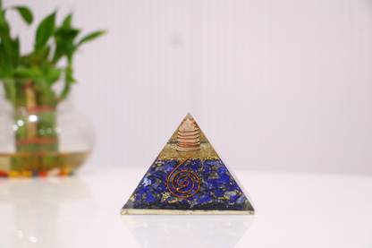 Jabreshwar Crysta Feng Shui Lapis Lazuli Orgonite Orgone Pyramid with Crystal Decorative Showpiece  -  7.5 cm