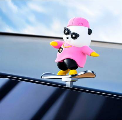 SV creators Cute Panda Car Skateboard Sliding Teddy Dashboard for Car Decorative Showpiece - 6.5 cm