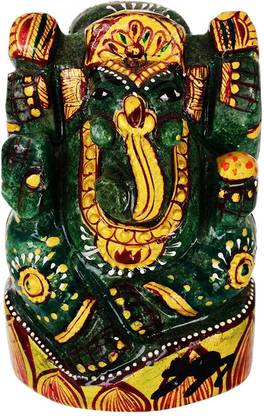 Kesar Zems Stone Lord Ganesh Idol (4.5 cm x 3.5 cm x 7 cm) Decorative Showpiece  -  6.5 cm