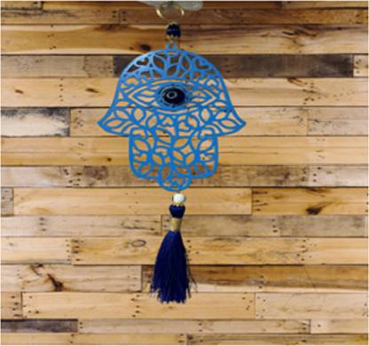 VVISBA Hamsa Hand blue Wall Art Home Blessing Wall Hanging Decor with Evil Eye Amulet Decorative Showpiece  -  33.02 cm