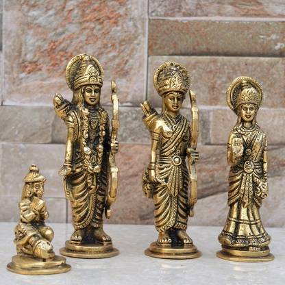 aakrati Brass Ram Darbar of Lord Ram, Maa Sita, Laxman and Lord Hanuman Decorative Showpiece  -  11.5 cm
