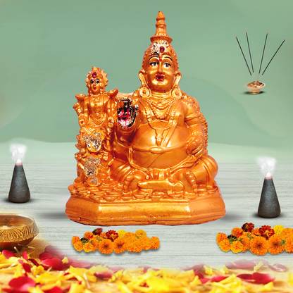 NOKTUS Laxmi Kuber Sitting Statue/Kuber Ji Murti God for Wealth/Kubera Idol Decorative Showpiece  -  10 cm
