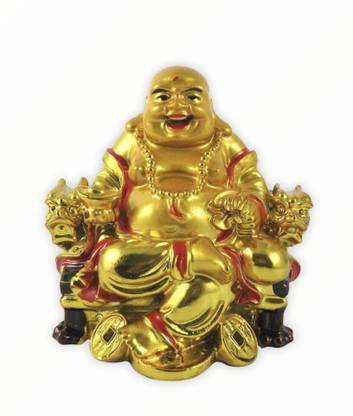 DLM FENG SHUI LAUGHING BUDDHA ON frog, ON CHAIR Happy Man for Good Luck, Wealth, Prosperity at Home, Office Decorative Showpiece chair KUBER, sitting laughing buddha 8 cm Decorative Showpiece - 7.5 cm