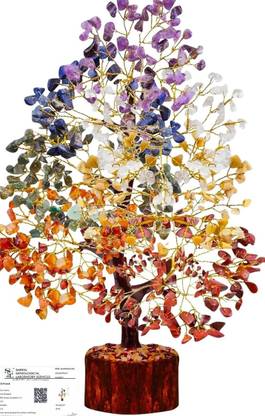 HAVEU 300 Beads Crystal Tree 7 Chakra Crystal Tree Decorative Showpiece  -  24 cm
