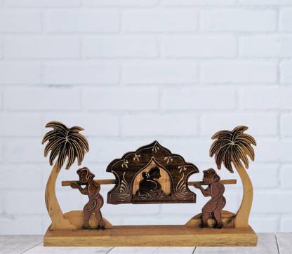 MN Krafts Wooden Palanquin (Palki) Scenary Showpiece for Home Decoration Decorative Showpiece  -  10 cm