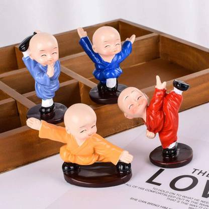 TIED RIBBONS Kung Fu Baby Buddha Monk Figurines Showpiece for Home, Office Decoration Decorative Showpiece - 7.3 cm