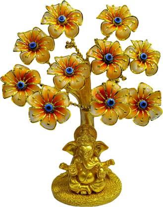 PIXART Lord Ganesh Evil Eye Tree For Good Luck Showpiece, Standard,Golden, 1 Piece Decorative Showpiece  -  20 cm