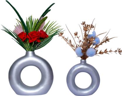 Flipkart SmartBuy Matte/Glossy Finish Round Shaped Flower Pot for Modern Gardens" Decorative Showpiece  -  15 cm