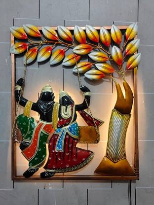 MAHIARTNCRAFTS Radha Krishna julla frame lEd Decorative Showpiece  -  15 cm