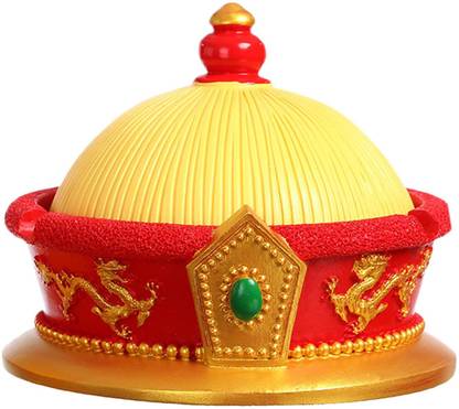 Lyla Chinese Ashtray with Lid Resin Crafts Sculpture for Home Decoration Men Gift Yel Decorative Showpiece  -  10 cm
