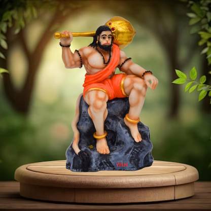 Craftarium Bahubali Hanuman Idol Home Decor Statue for Car, Office/Study Table Gift & Pooja Decorative Showpiece - 12 cm