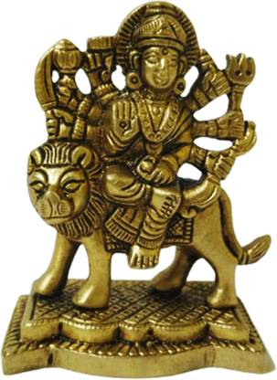 Ayyappantraders Durga Maa Devi Idol Brass | Durgai Amman Brass Statue Decorative Showpiece  -  8 cm