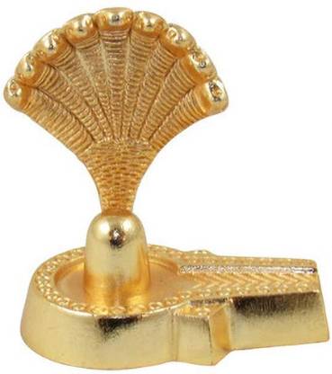 indostore99 Gold Plated Shivling with Vasuki Naag (Snake) for Pooja Decorative Showpiece  -  5 cm