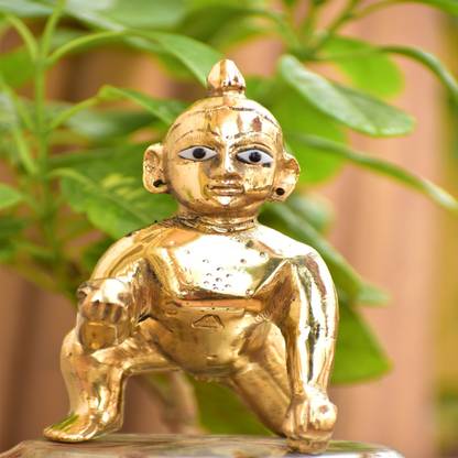 SBBCO Mathura Laddu gopal ji (Brass) Kanha ji /Thakur ji /Bhihari ji डेकोरेटिव शोपीस  -  8.6 cm