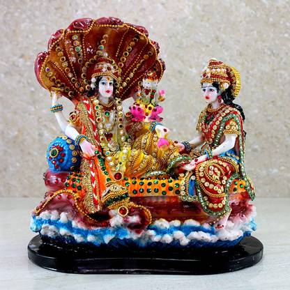 ABHISHAR Creations Lord Vishnu with Goddess Laxmi in Ksheer Sagar Idol | Sheshnag | Home Decor Decorative Showpiece  -  26 cm