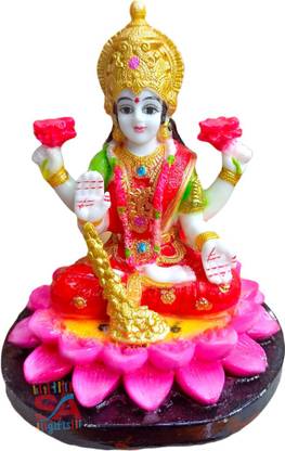 S A Gifts Poly Marble Lord Laxmi Statue| Beautiful Laxmi mata murti/statue/idol for pooja Decorative Showpiece - 11.5 cm