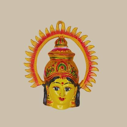 Sirgan Metal Arch Yellow Amman Face For Varalakshmi Pooja /Wall Hanging Decor 9 Inch Decorative Showpiece  -  20 cm