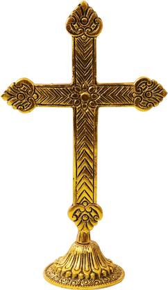 Spillbox Oxidized Metal Cross Idol|Showpiece for Home Decor|Christian Decorative Decorative Showpiece  -  22 cm