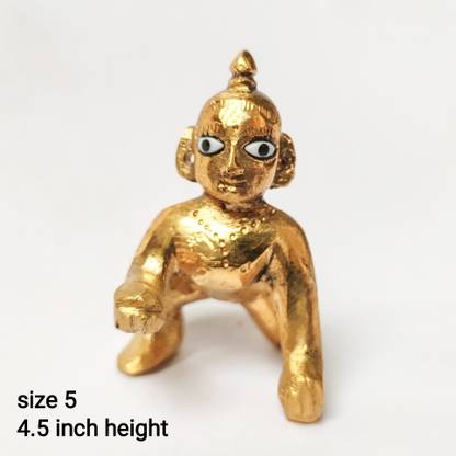 Any Fashion Laddu Gopal murti/idol 4.5inch height, size 5, 100% pure brass, 400g weight Decorative Showpiece  -  11.5 cm